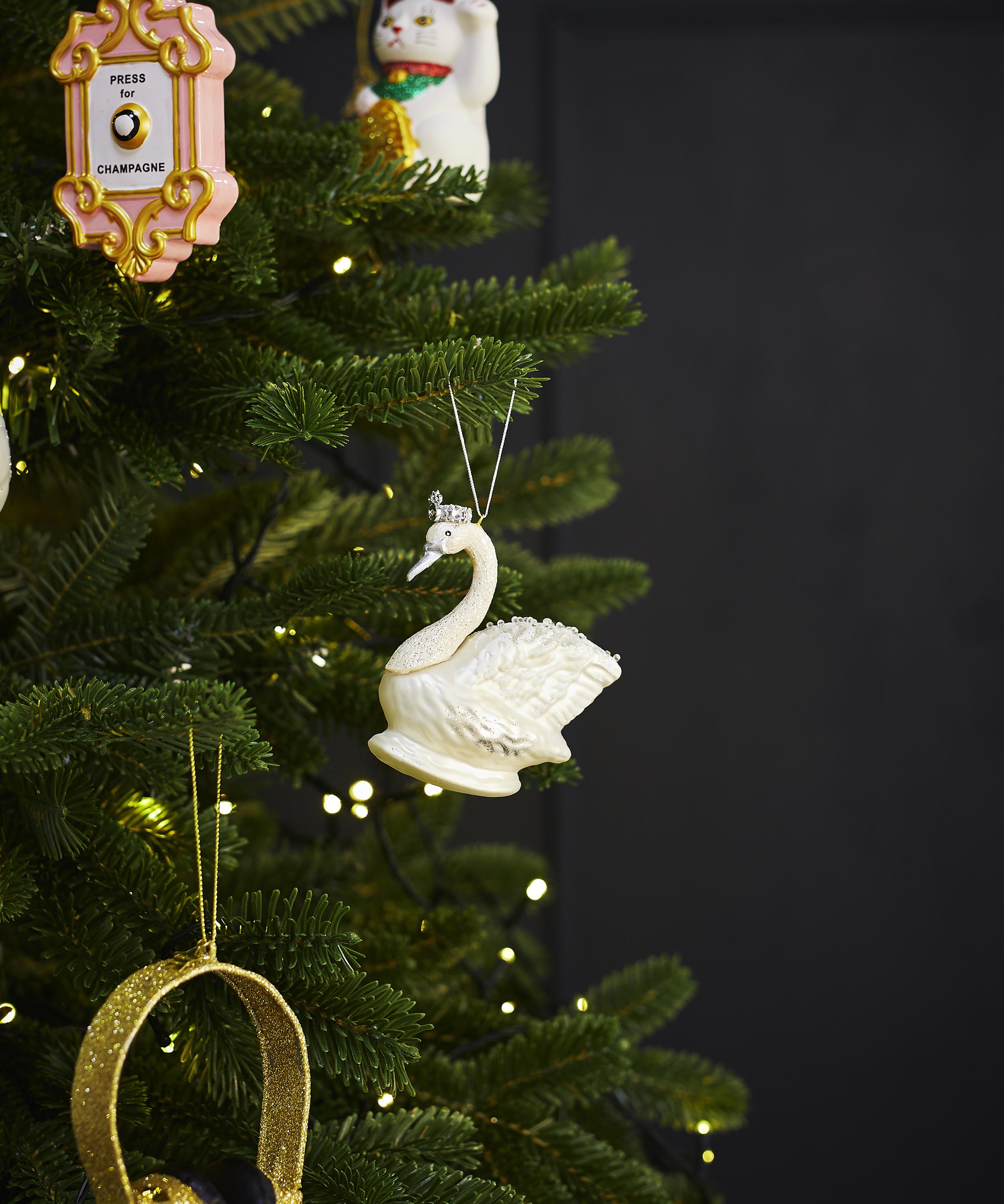 Christmas - White Swan Glass Tree Ornament image number 1