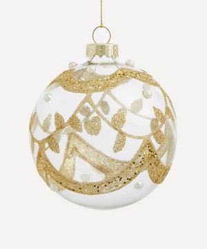 Christmas - Gold Glitter Glass Bauble image number 0