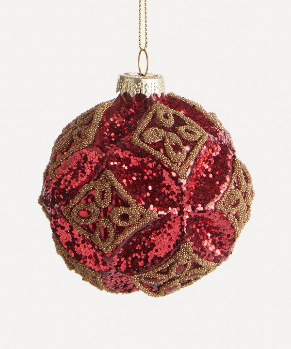 Christmas - Glass Gold Flower Bauble image number null