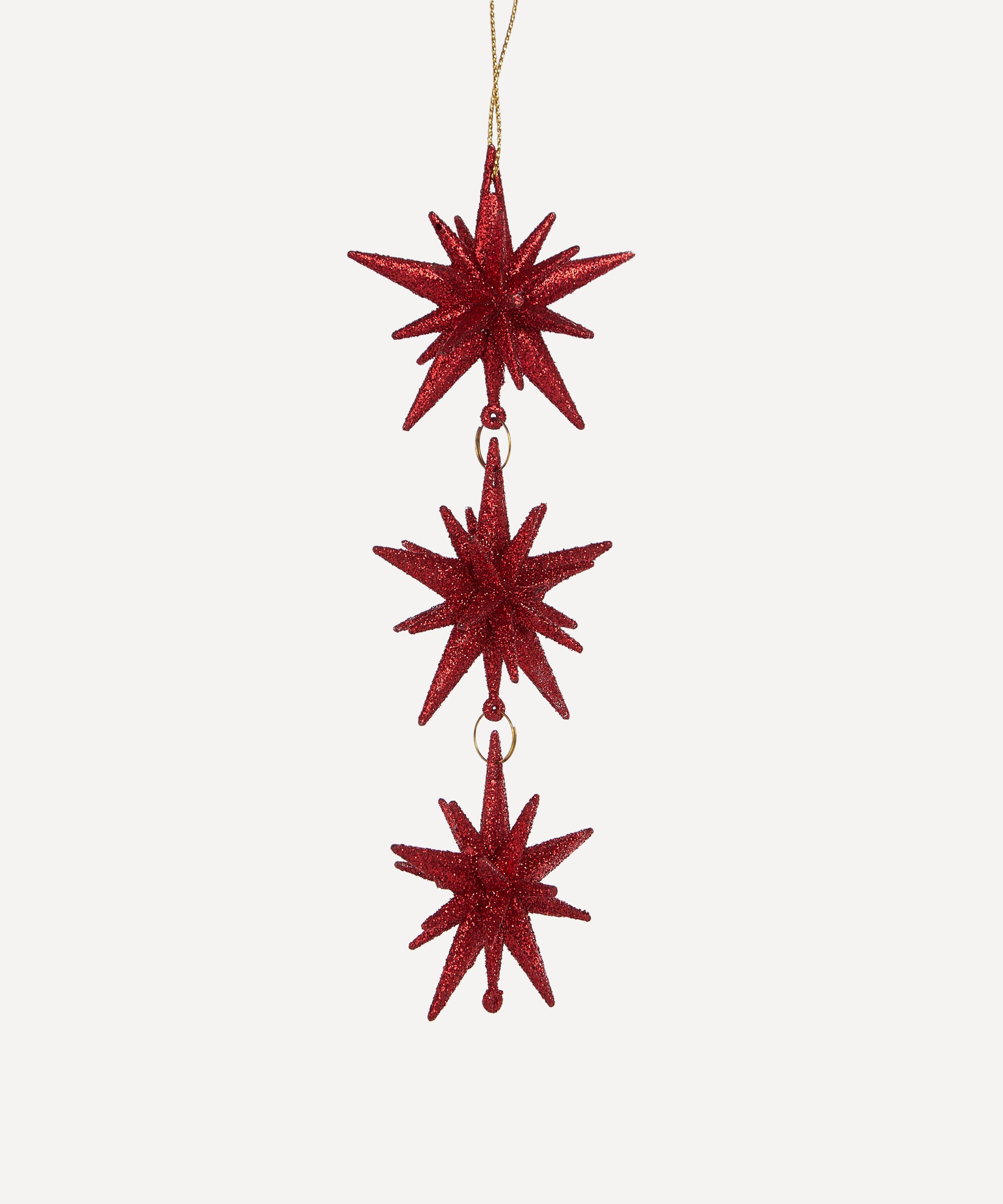 Christmas - Red Glitter Starburst Drop Tree Ornament image number 0