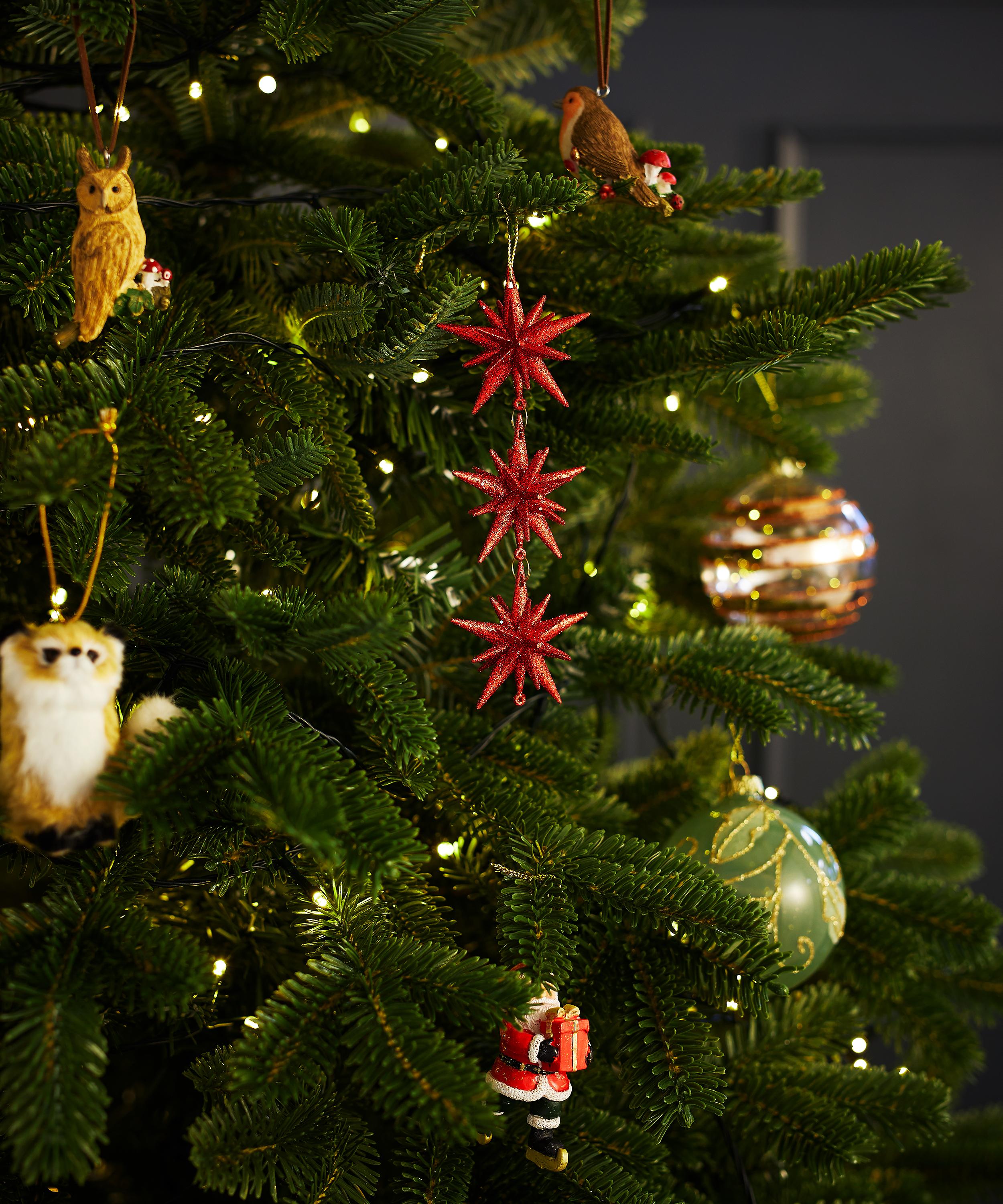 Christmas - Red Glitter Starburst Drop Tree Ornament image number 1