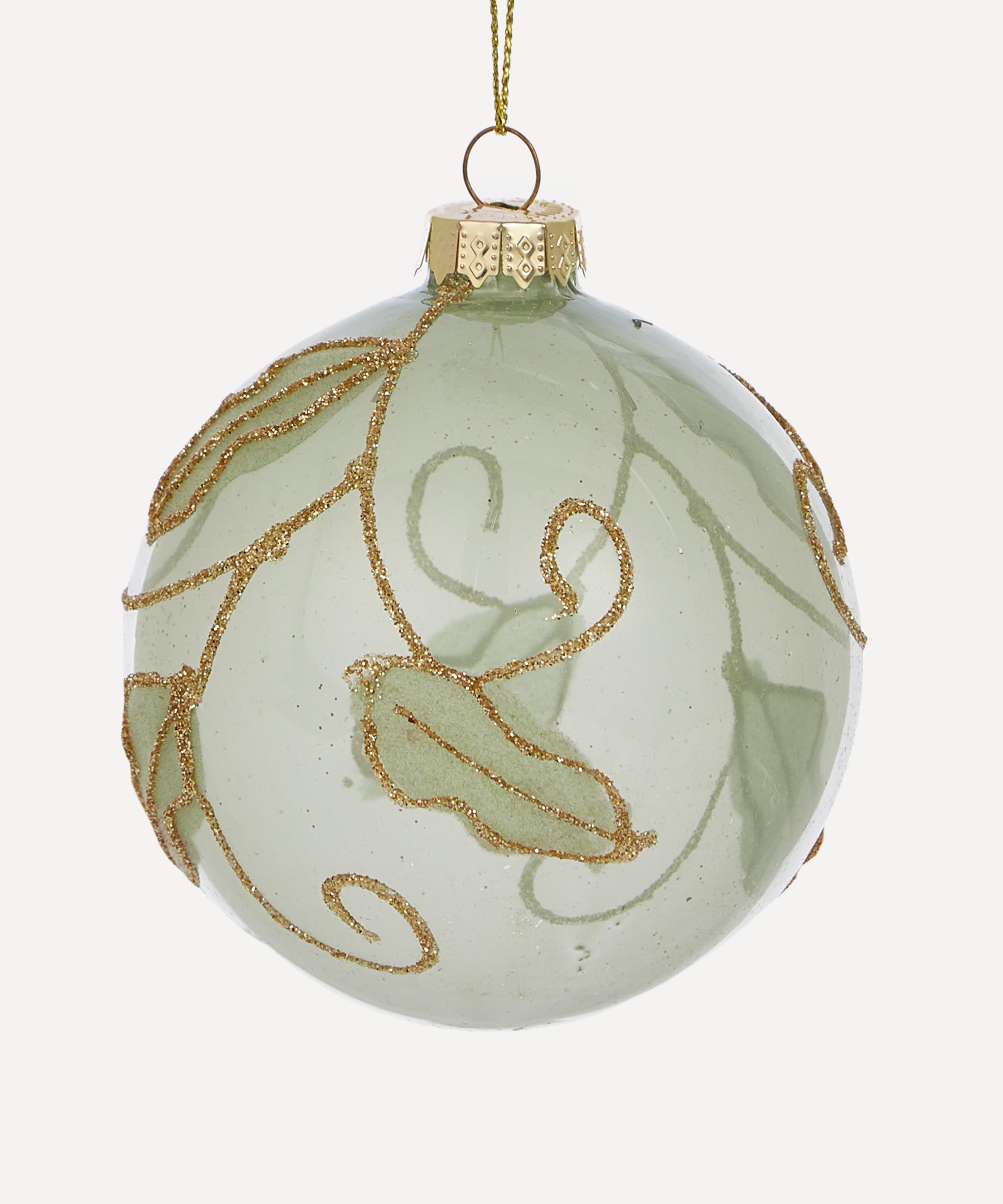 Christmas - Light Green Leaf Glass Bauble image number 0