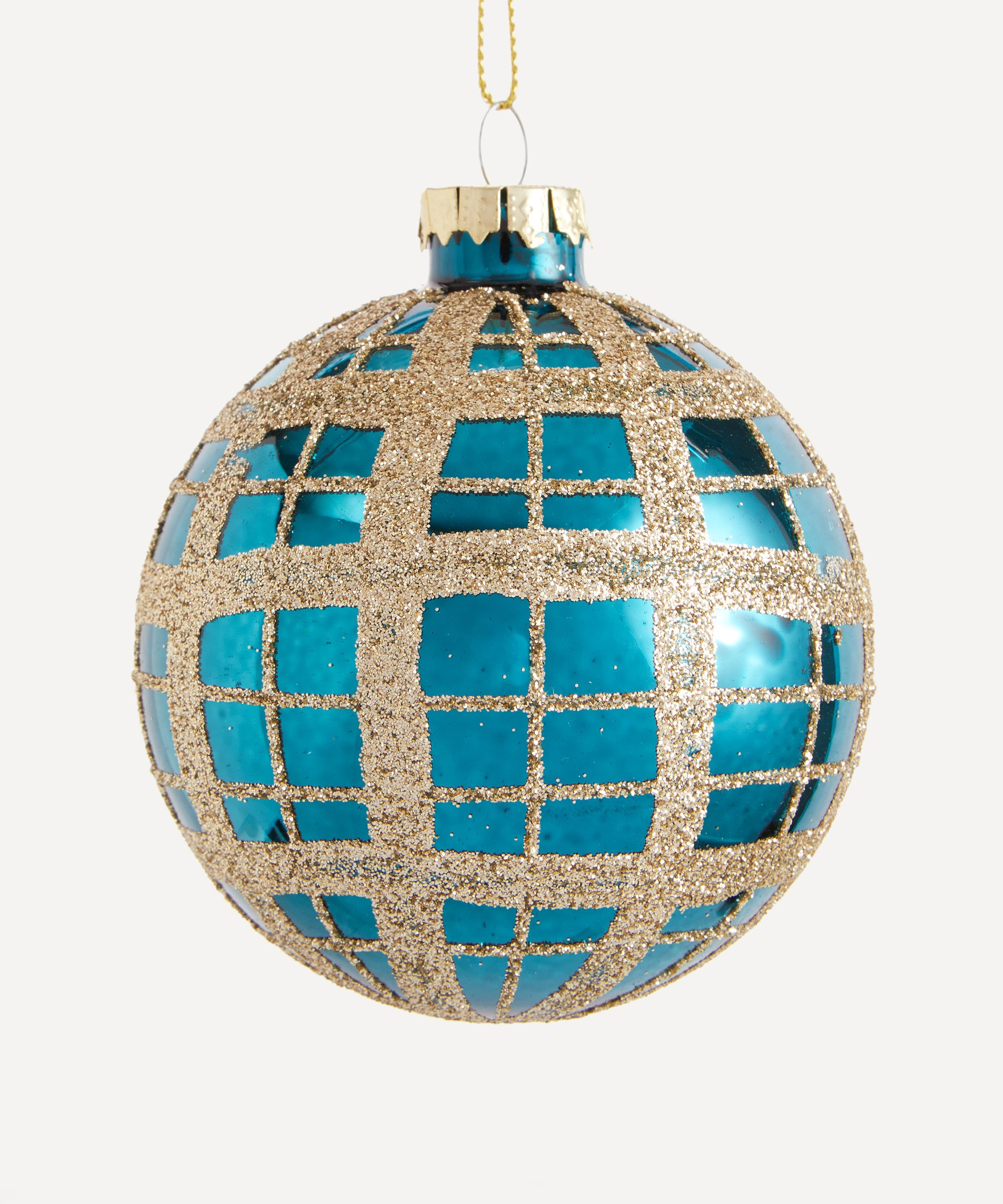 Christmas - Glass Glitter Tartan Bauble image number 0