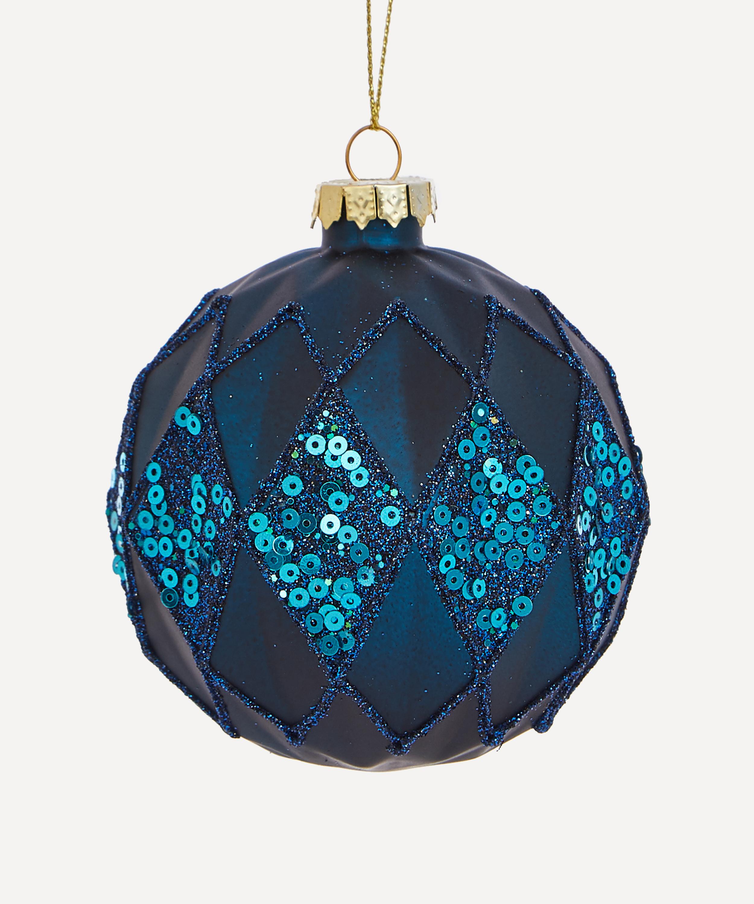 Christmas - Matte Navy Geometric Glass Bauble image number 0