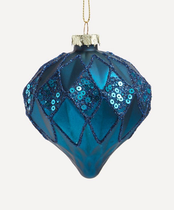 Christmas - Matte Navy Geometric Glass Onion Bauble image number null