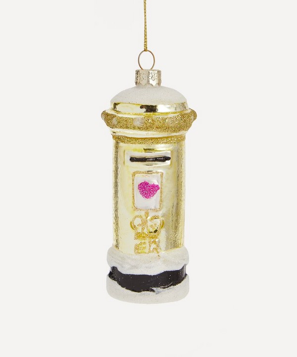 Christmas - Gold Post Box Tree Ornament image number null
