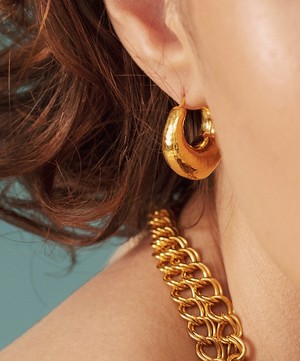 Monica Vinader - 18ct Gold Plated Vermeil Silver Deia Chunky Medium Hoop Earrings image number 1