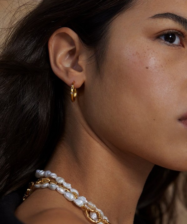 Monica Vinader 18ct Gold-Plated Vermeil Silver Galaxy Diamond Small Hoop  Earrings | Liberty