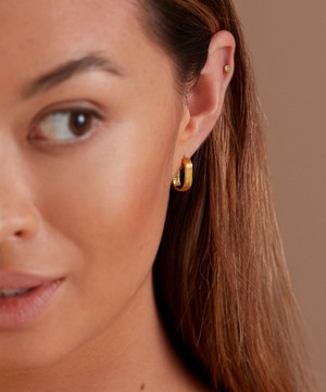 Monica Vinader - 18ct Gold-Plated Vermeil Silver Groove Huggie Hoop Earrings image number 1