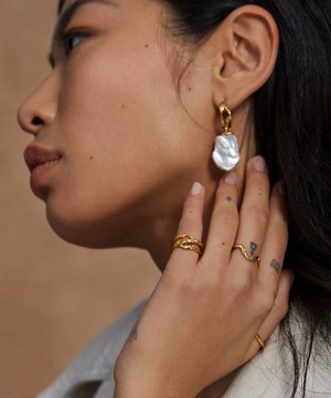 Monica Vinader - 18ct Gold-Plated Vermeil Silver Keshi Pearl Large Hoop Earrings image number 1