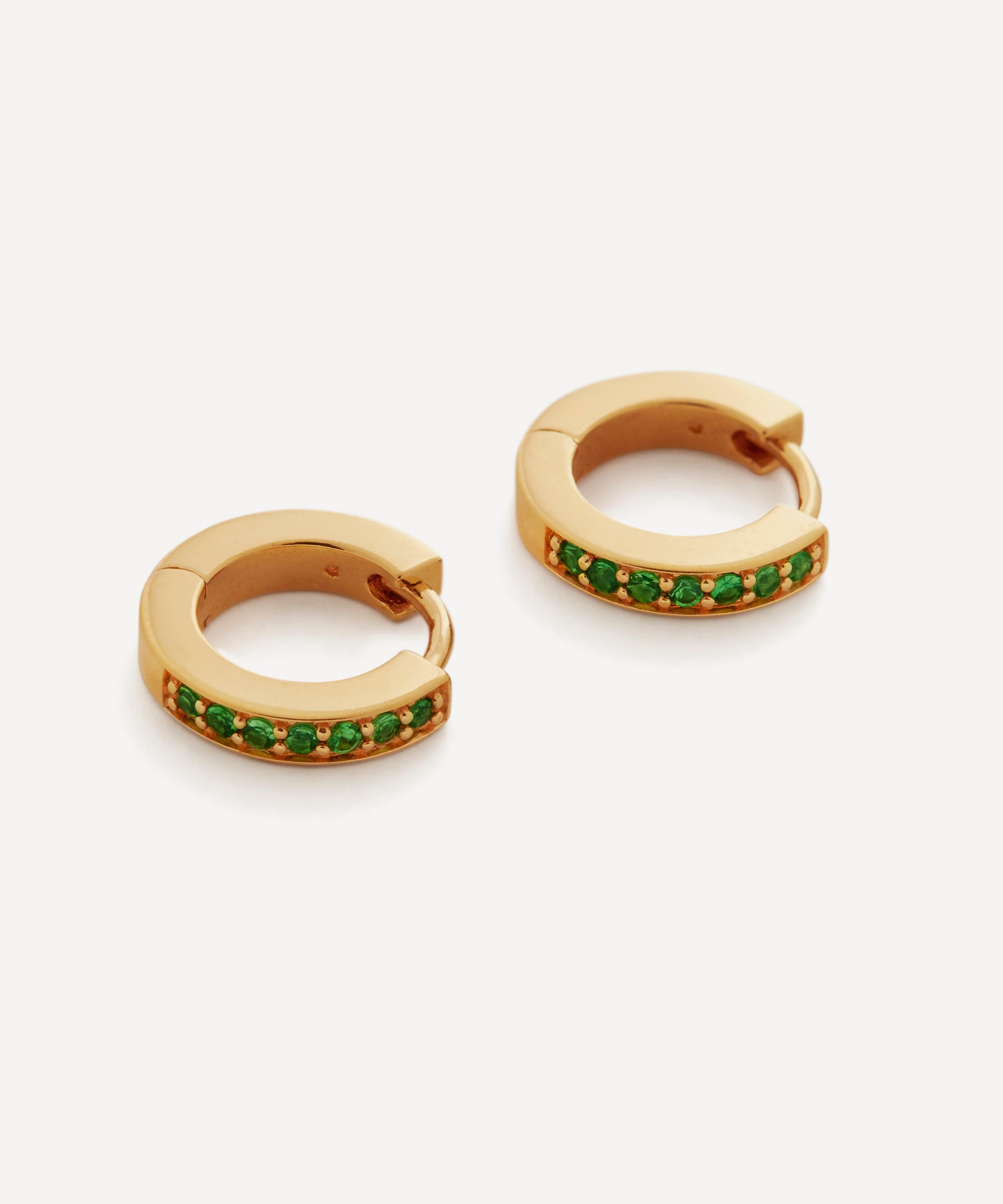 Monica Vinader - 18ct Gold-Plated Vermeil Silver Skinny Gemstone Mini Huggie Hoop Earrings image number 0