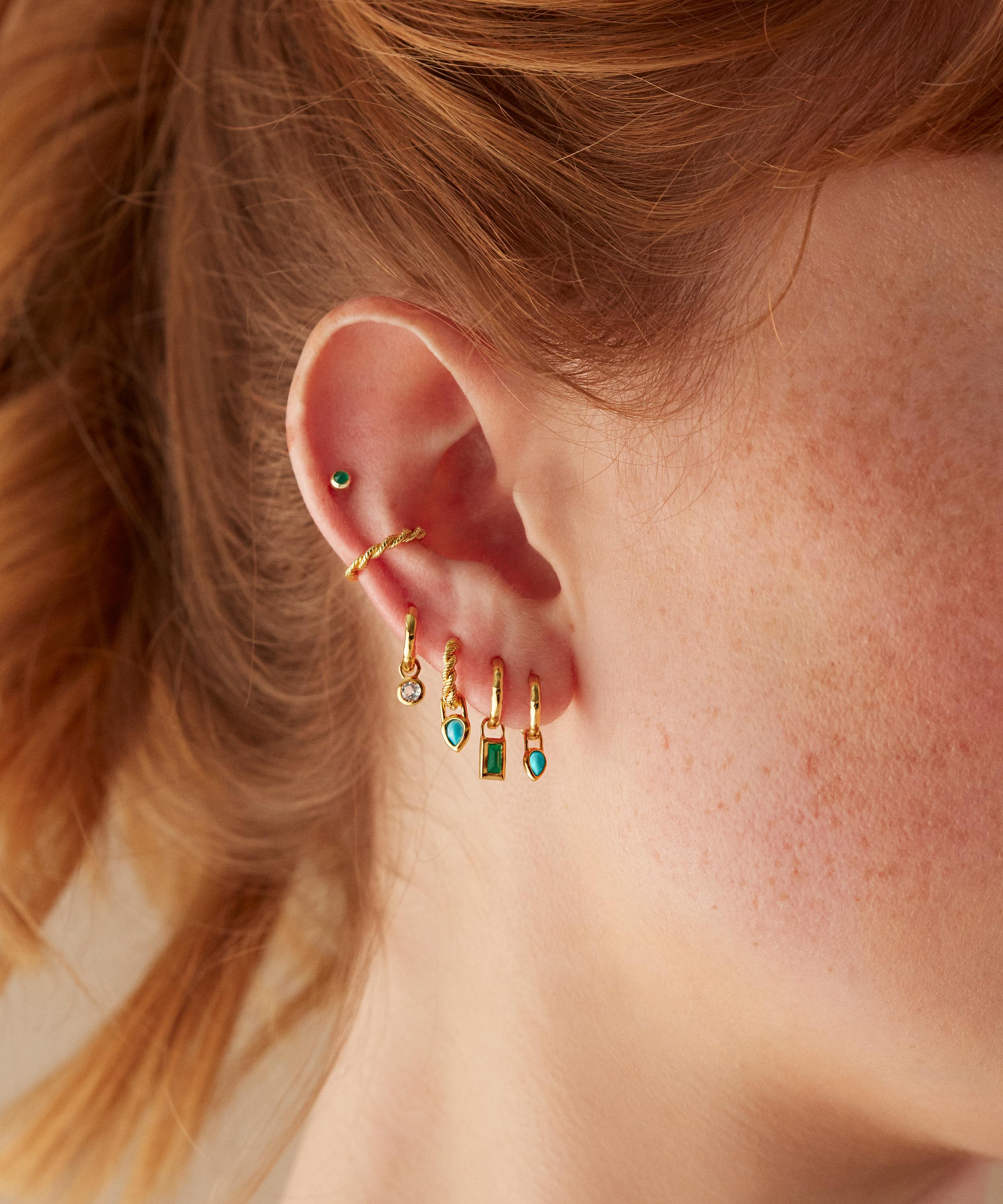 Monica Vinader - 18ct Gold-Plated Vermeil Silver Teardrop Green Onyx Stud Earrings image number 1