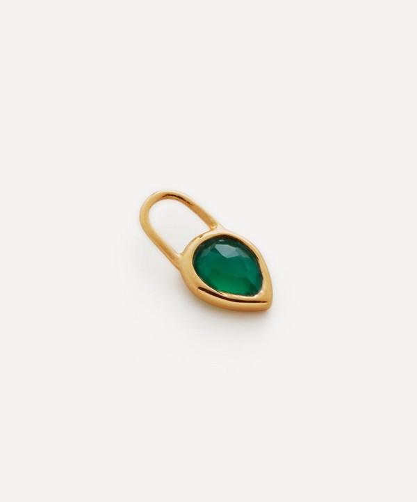 Monica Vinader - 18ct Gold-Plated Vermeil Silver Teardrop Green Onyx Ear Charm image number null