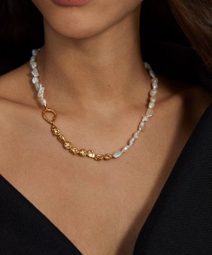 Monica Vinader - 18ct Gold-Plated Vermeil Silver Keshi Pearl Necklace image number 1