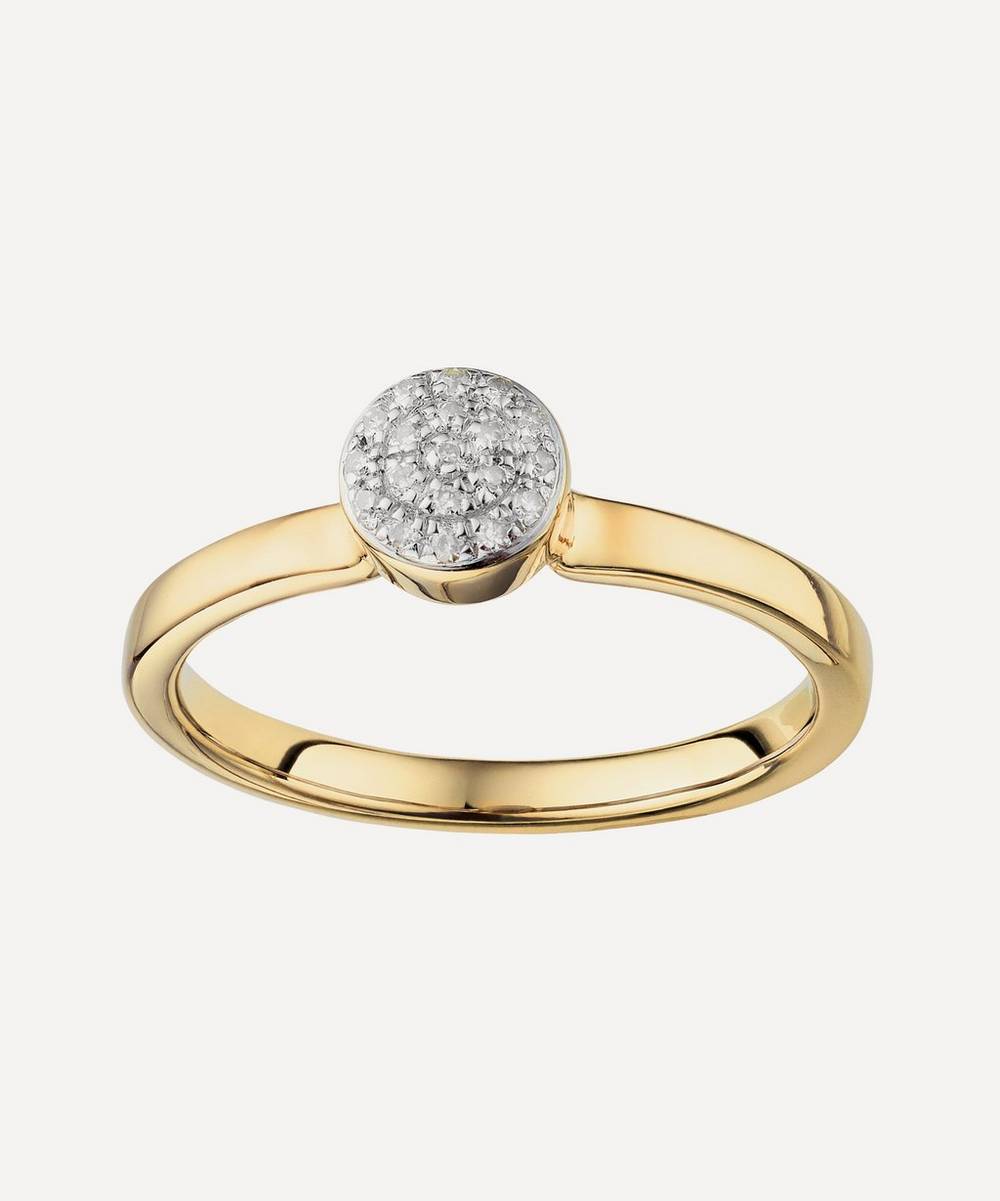 Monica Vinader - 18ct Gold Plated Vermeil Silver Fiji Mini Diamond Button Ring