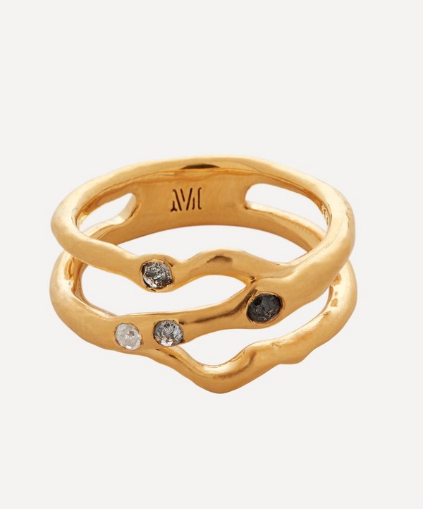 Monica Vinader - 18ct Gold-Plated Vermeil Silver Galaxy Diamond Pre-Stacked Ring image number 0