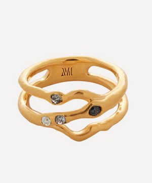 18ct Gold-Plated Vermeil Silver Galaxy Diamond Pre-Stacked Ring