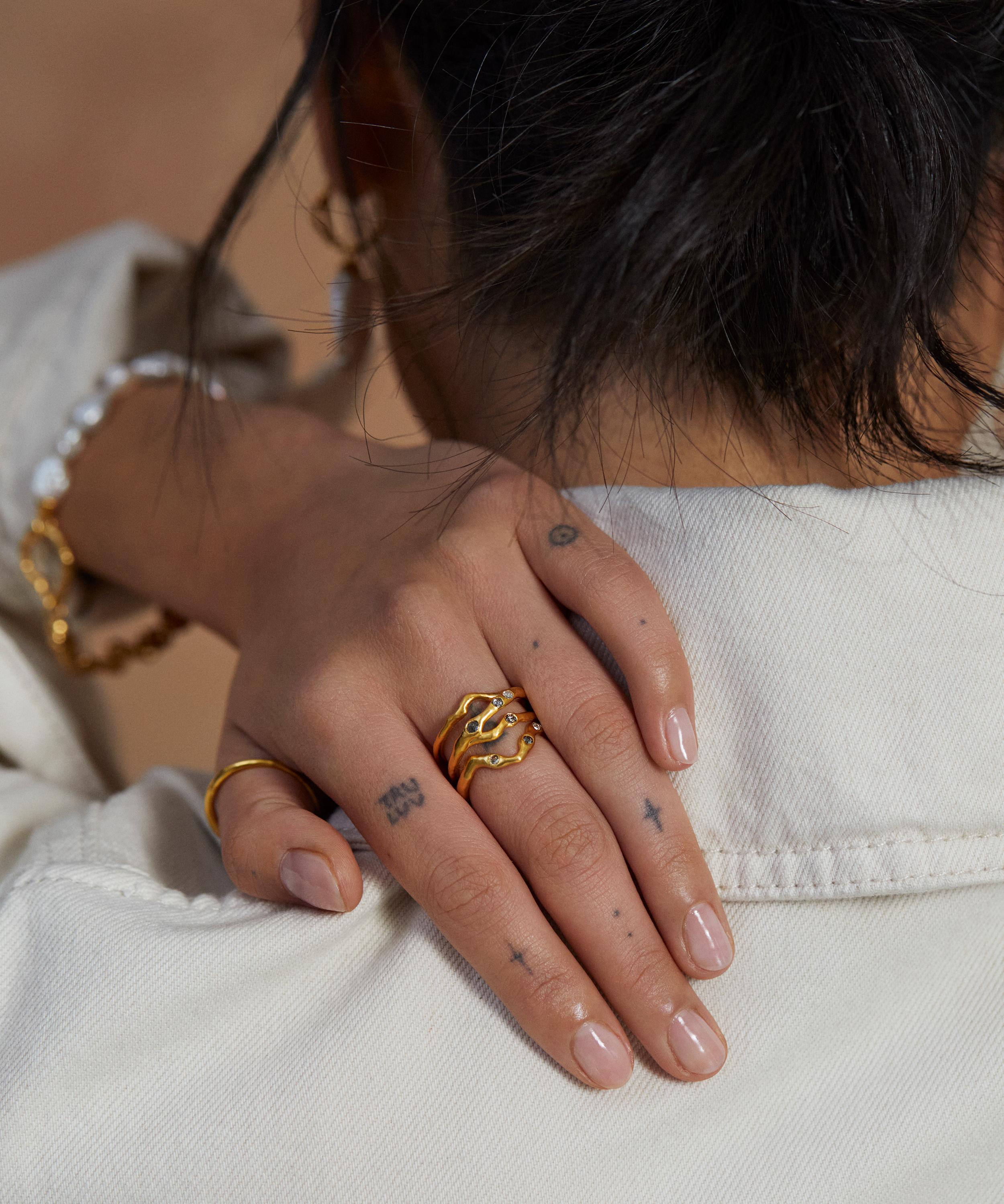 Monica Vinader - 18ct Gold-Plated Vermeil Silver Galaxy Diamond Pre-Stacked Ring image number 3