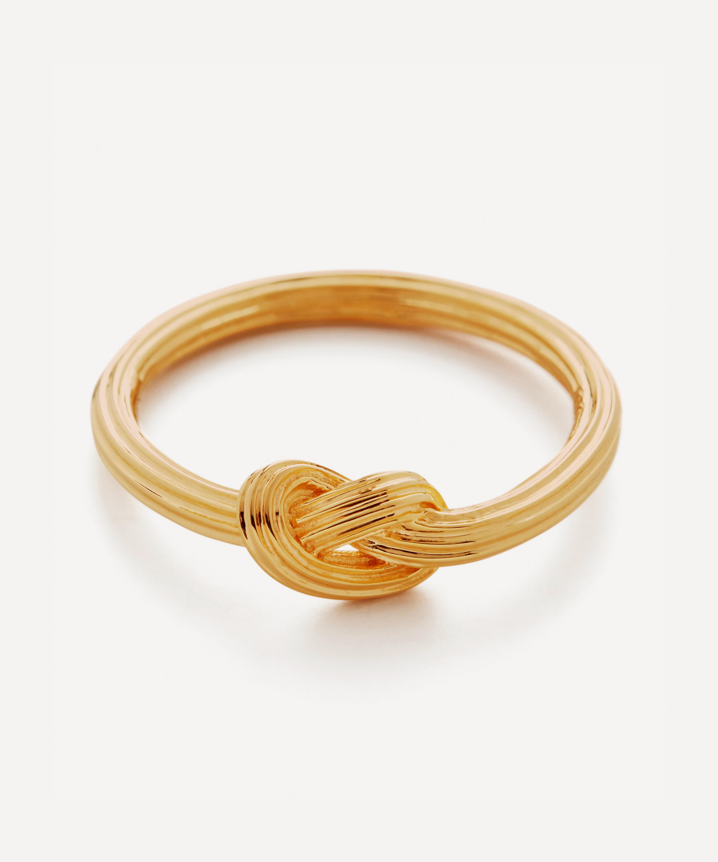 Monica Vinader - 18ct Gold-Plated Vermeil Silver Groove Skinny Knot Ring image number 0