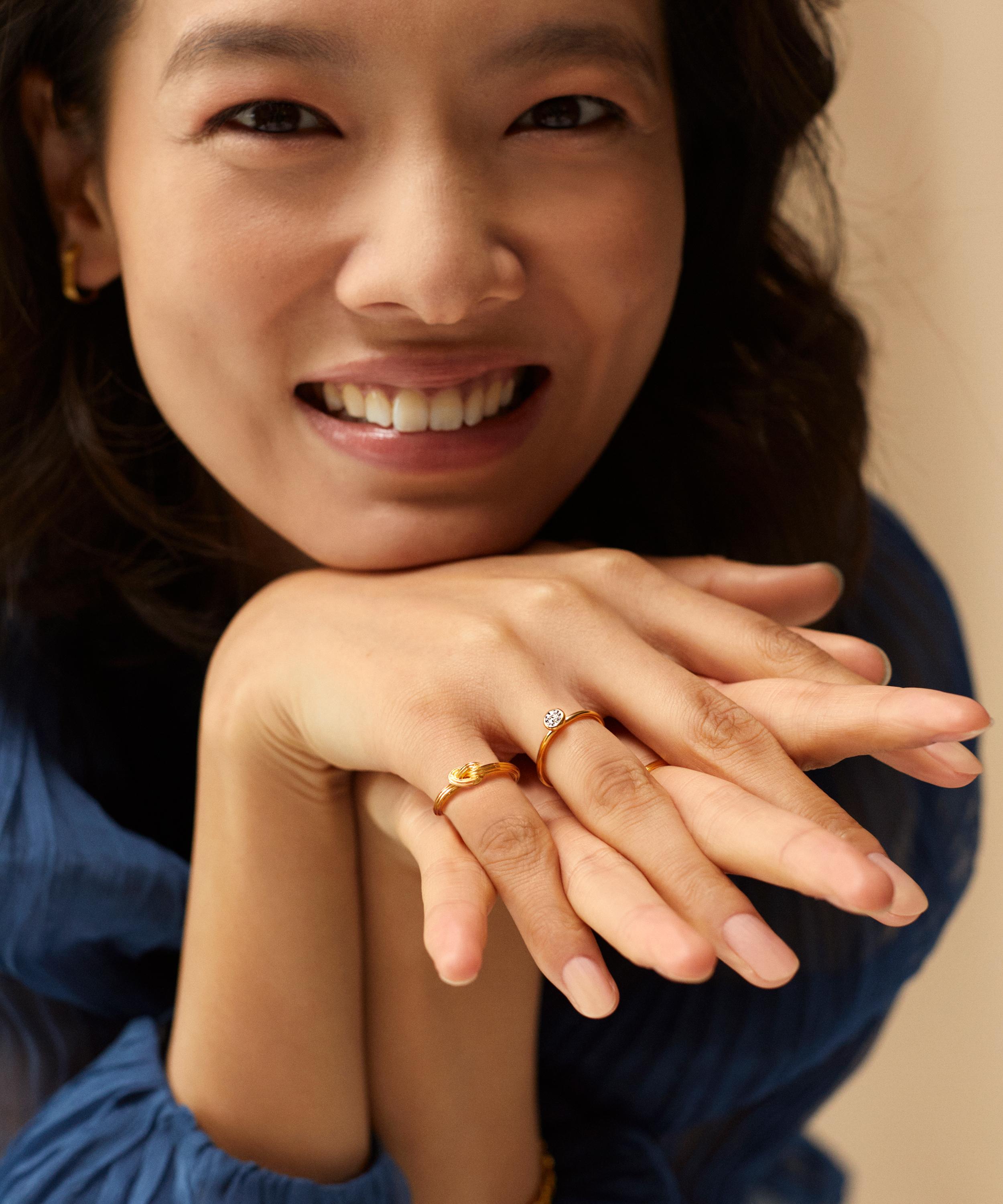 Monica Vinader - 18ct Gold-Plated Vermeil Silver Groove Skinny Knot Ring image number 2