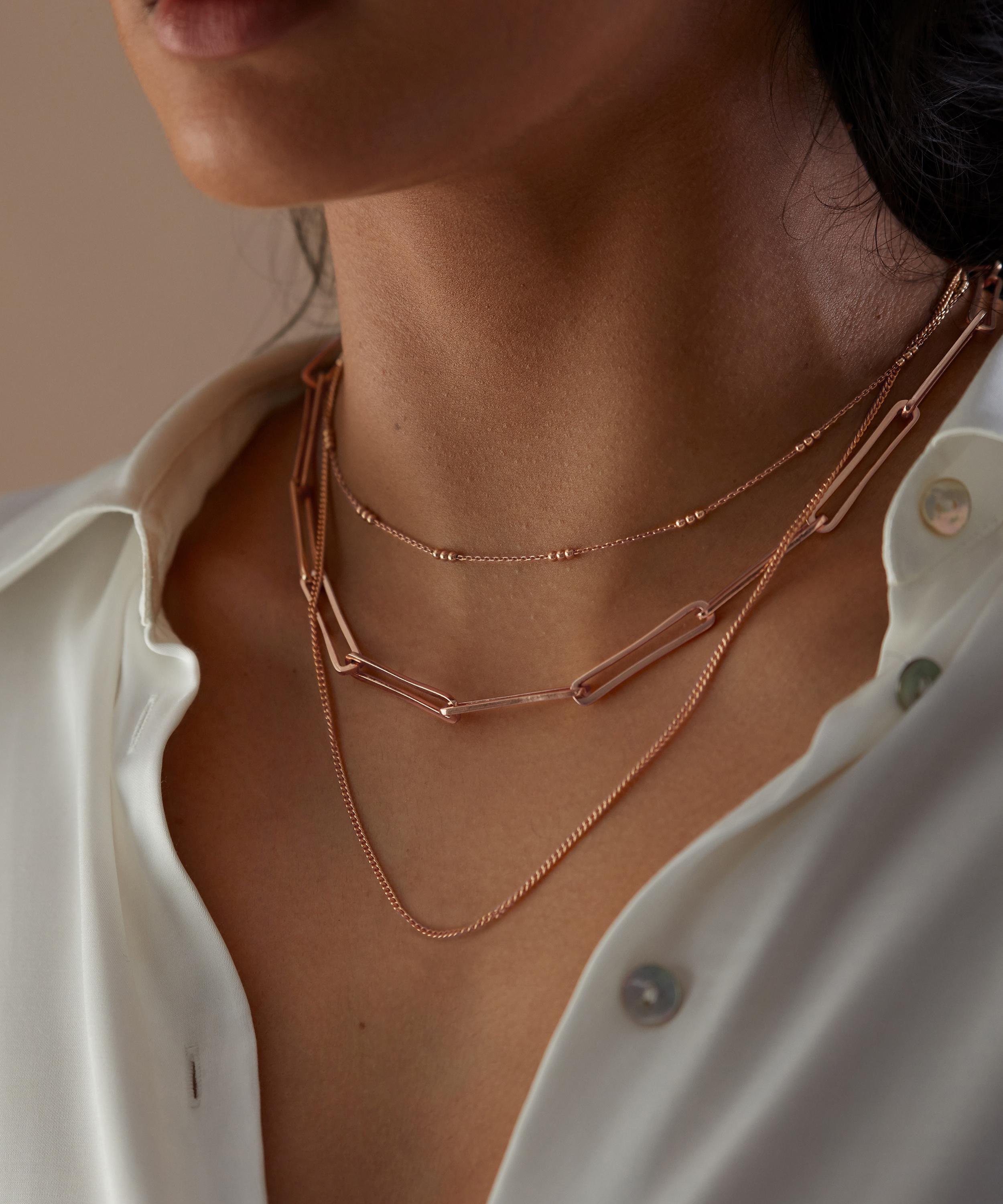 Monica Vinader - Rose Gold Plated Vermeil Silver 17"Alta Long Link Chain Necklace image number 3