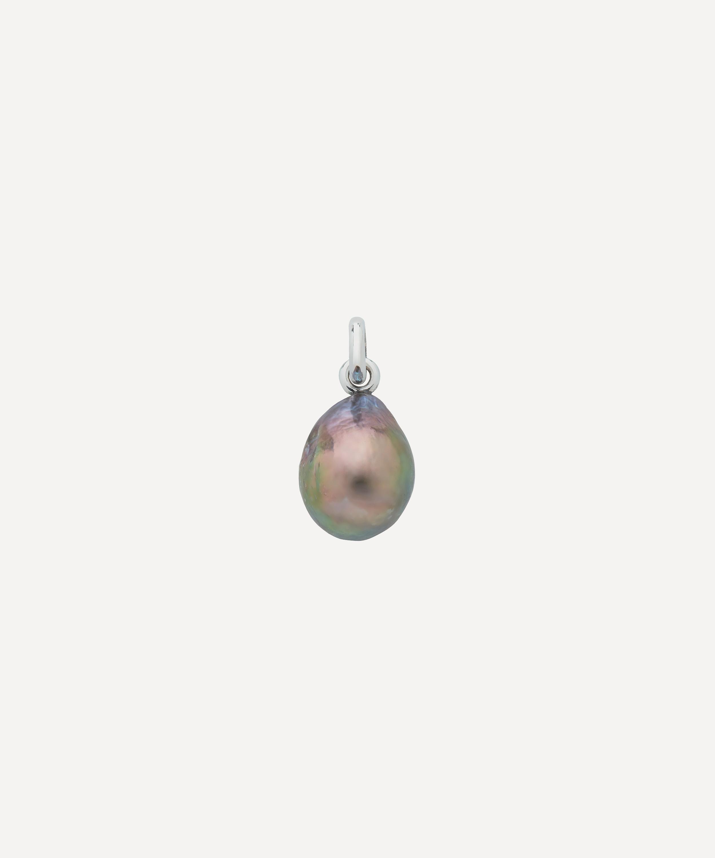 Monica Vinader - Silver Nura Grey Baroque Pearl Pendant Charm image number 0
