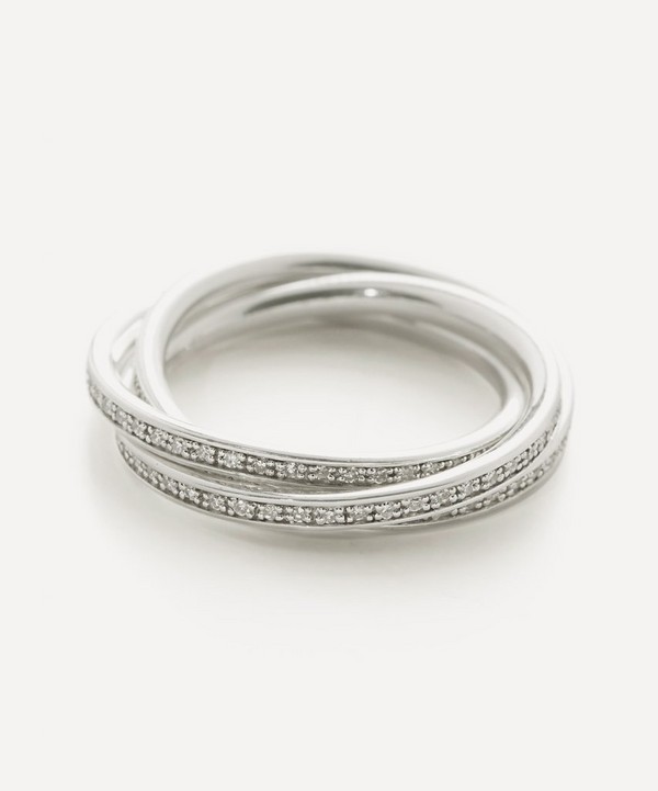 Monica Vinader - Sterling Silver Triple Rolling Diamond Ring
