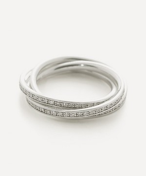 Monica Vinader - Sterling Silver Triple Rolling Diamond Ring image number 0