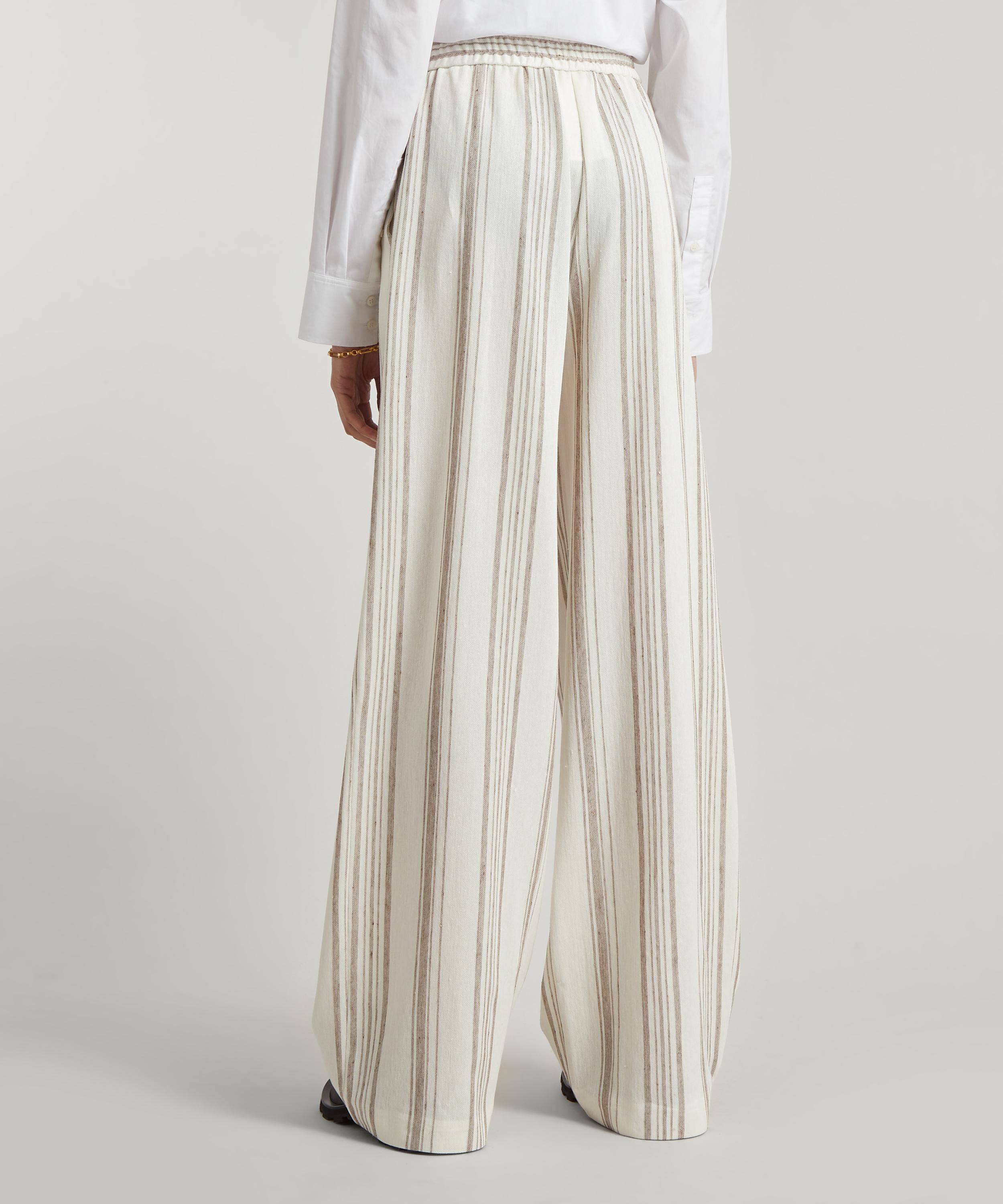 Striped Linen Wide-Leg Pants