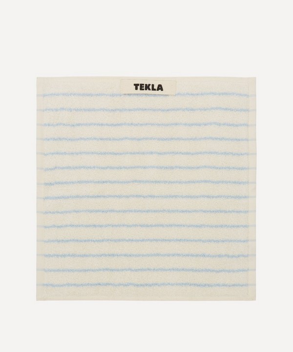 Tekla - Organic Cotton Washcloth in Baby Blue Stripes image number null