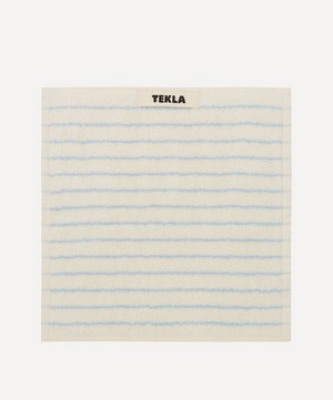 Tekla - Organic Cotton Washcloth in Baby Blue Stripes image number 0
