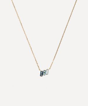 Suzanne Kalan - 14ct Gold Blue Topaz Baguette Mini Bar Necklace image number 0