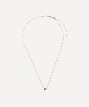Suzanne Kalan - 14ct Gold Blue Topaz Baguette Mini Bar Necklace image number 1