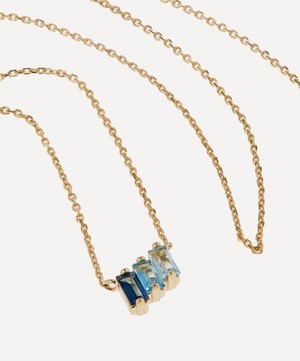 Suzanne Kalan - 14ct Gold Blue Topaz Baguette Mini Bar Necklace image number 2