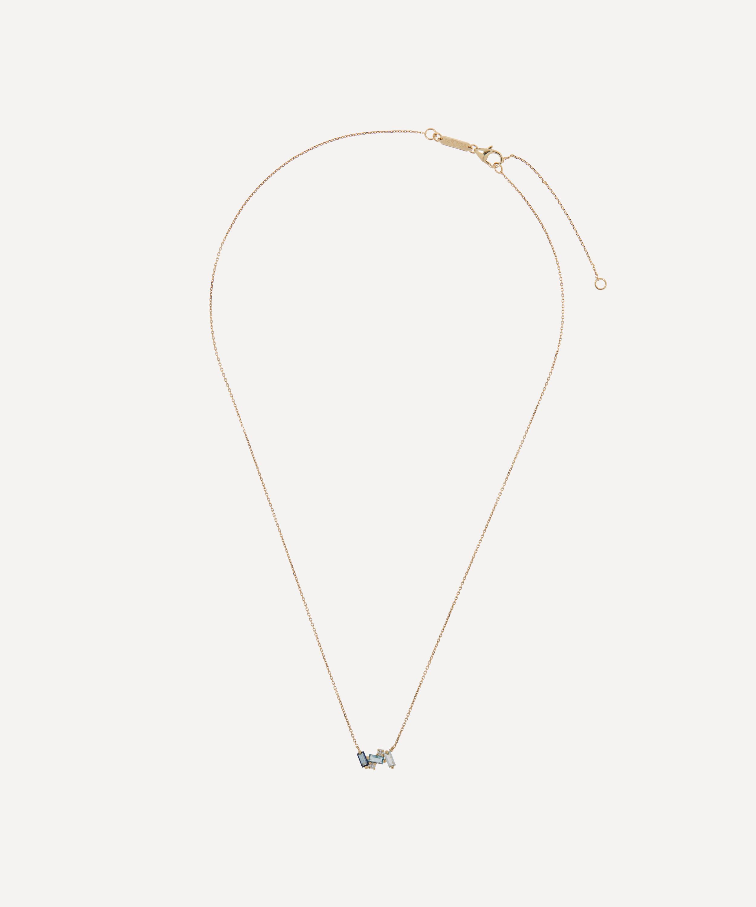 Suzanne Kalan - 14ct Gold Multi-Stone Mini Baguette Bar Necklace image number 2
