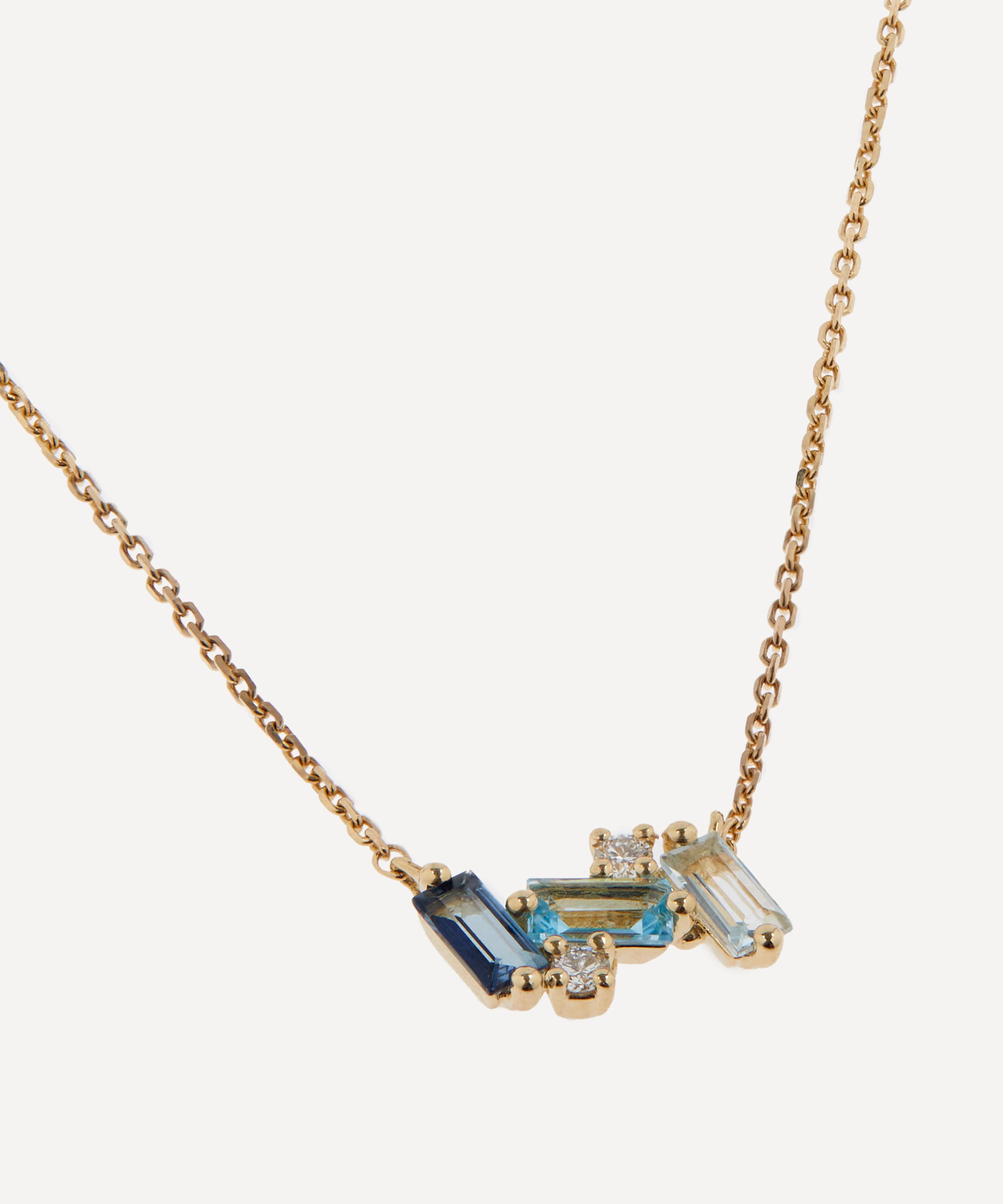 Suzanne Kalan - 14ct Gold Multi-Stone Mini Baguette Bar Necklace image number 3