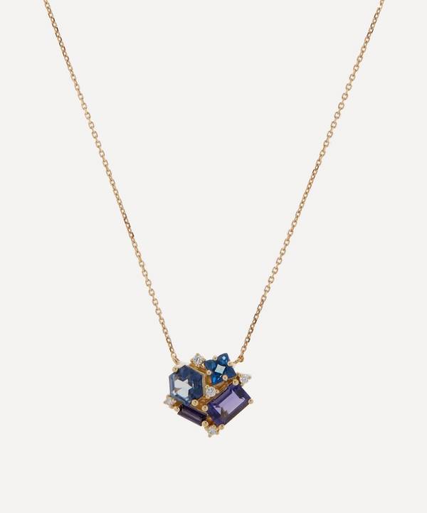 Suzanne Kalan - 14ct Gold Multi-Stone Cluster Pendant Necklace image number 0