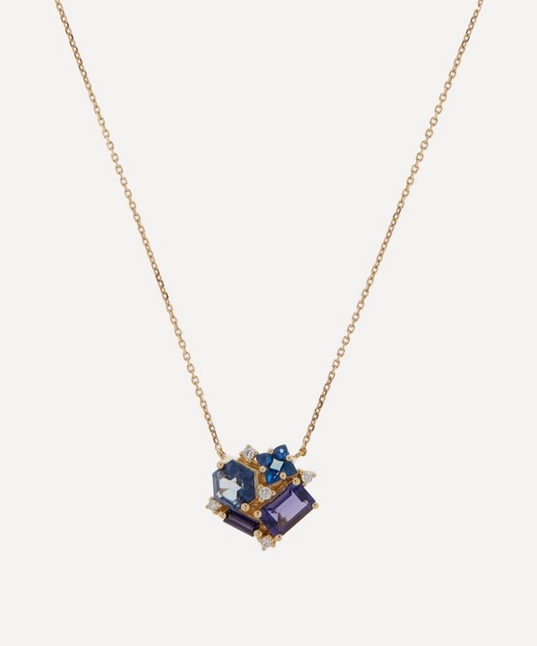 Suzanne Kalan - 14ct Gold Multi-Stone Cluster Pendant Necklace image number null