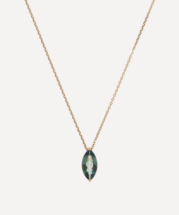 Suzanne Kalan - 14ct Gold Marquis Drop Green Envy Pendant Necklace image number null