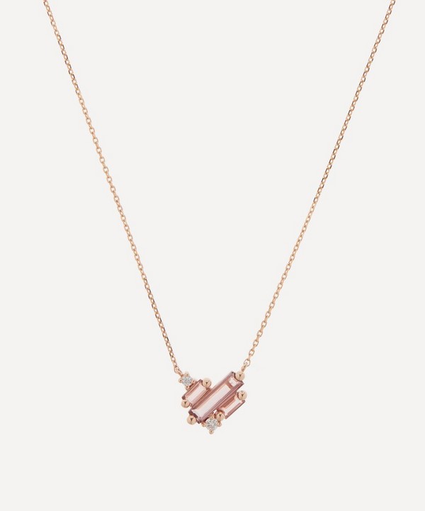 Suzanne Kalan - 14ct Rose Gold Multi-Stone Mini Heart Cluster Pendant Necklace image number null