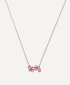 14ct Rose Gold Multi-Stone Mini Baguette Bar Necklace
