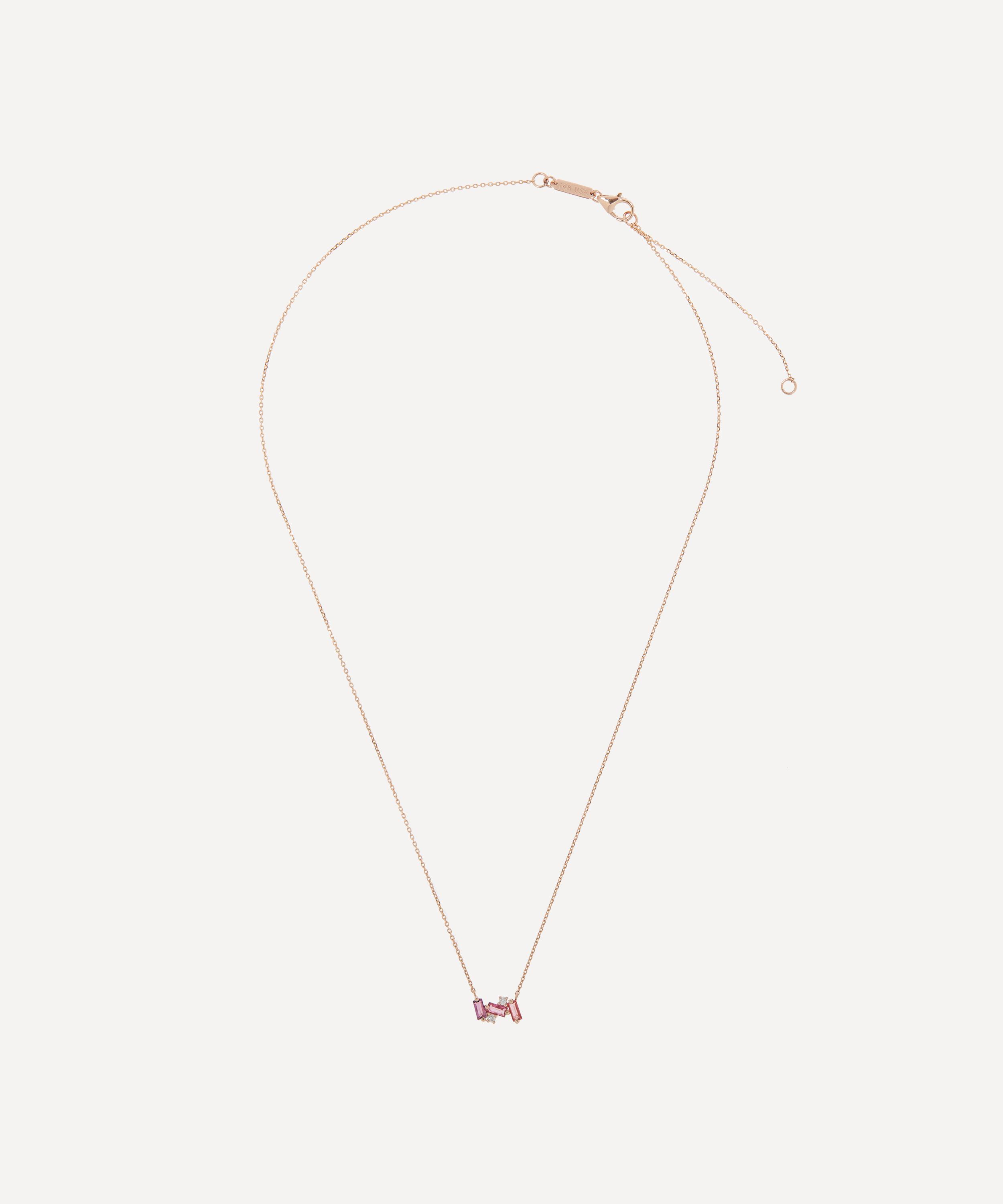 Suzanne Kalan - 14ct Rose Gold Multi-Stone Mini Baguette Bar Necklace image number 2