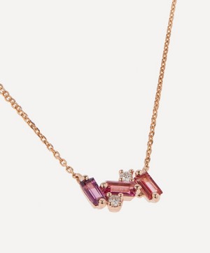 Suzanne Kalan - 14ct Rose Gold Multi-Stone Mini Baguette Bar Necklace image number 3