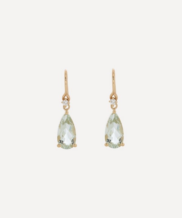 Suzanne Kalan - 14ct Gold Diamond And Green Amethyst Pear Drop Earrings image number null