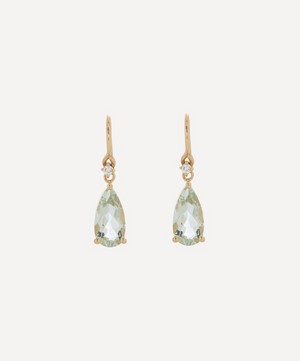 Suzanne Kalan - 14ct Gold Diamond And Green Amethyst Pear Drop Earrings image number 0