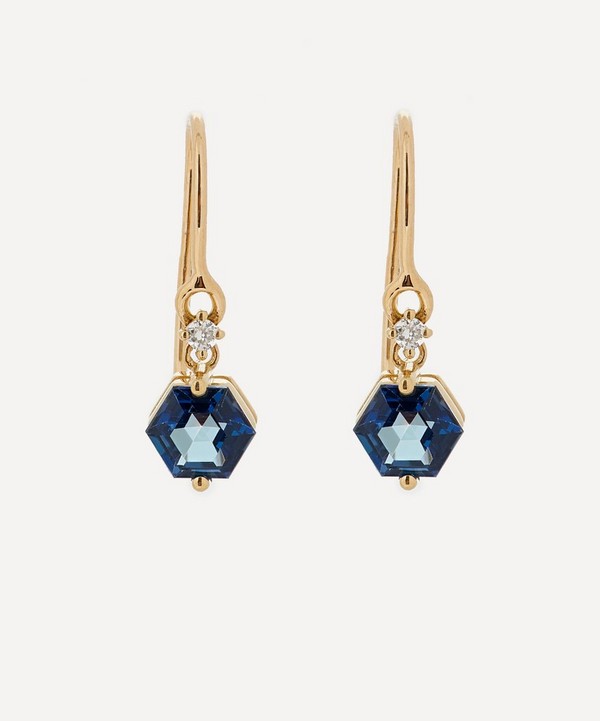 Suzanne Kalan - 14ct Gold Blue Topaz And Diamond Drop Earrings image number null