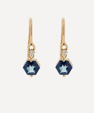 Suzanne Kalan - 14ct Gold Blue Topaz And Diamond Drop Earrings image number 0