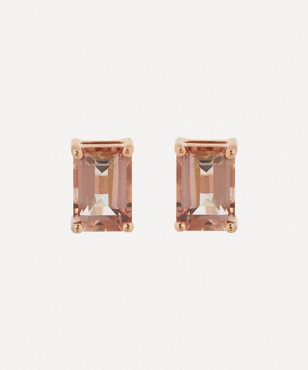 Suzanne Kalan - 14ct Gold Emerald-Cut Morganite Topaz Stud Earrings image number null