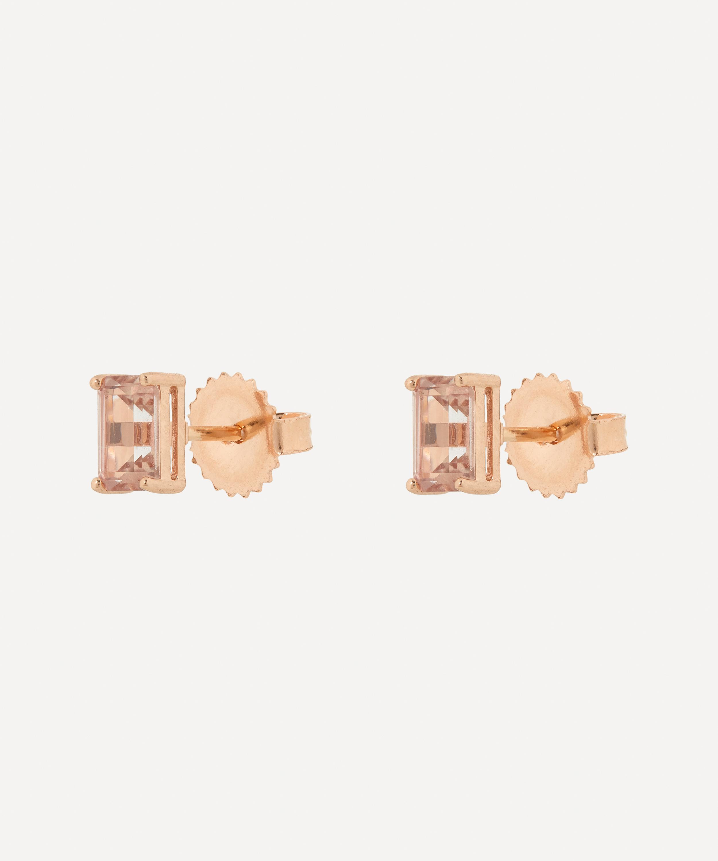 Suzanne Kalan - 14ct Gold Emerald-Cut Morganite Topaz Stud Earrings image number 2