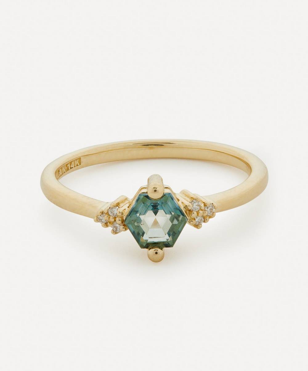 Suzanne Kalan - 14ct Gold Green Envy Topaz Diamond Ring